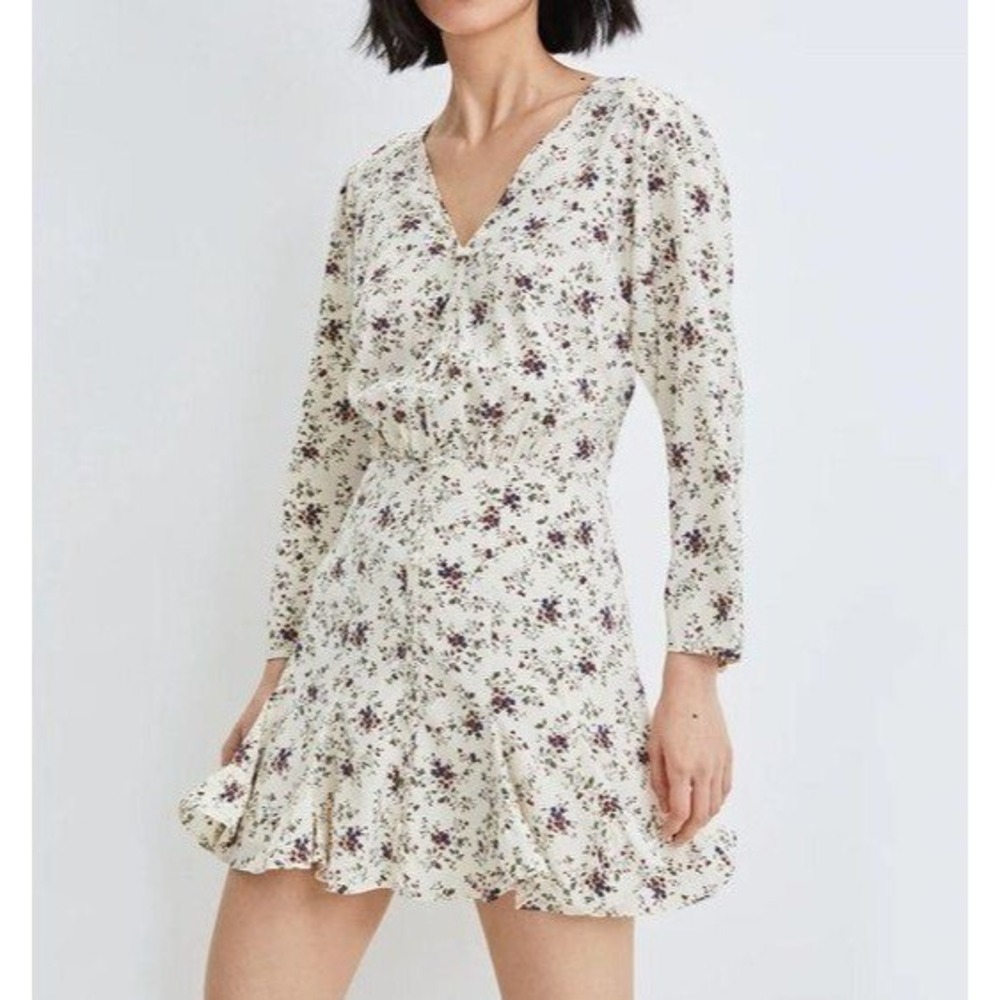 Veronica Beard Riggins Silk Floral Mini Dress Cream 6 Feminine Romantic NWT
